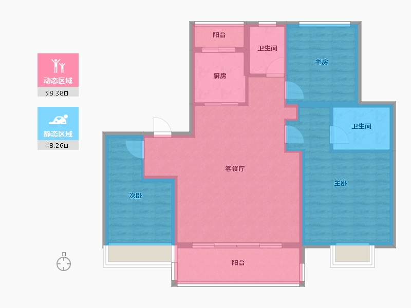 江苏省-徐州市-融创·壹号汇-96.00-户型库-动静分区