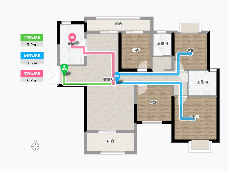 湖南省-长沙市-长房·宁都公馆-105.66-户型库-动静线