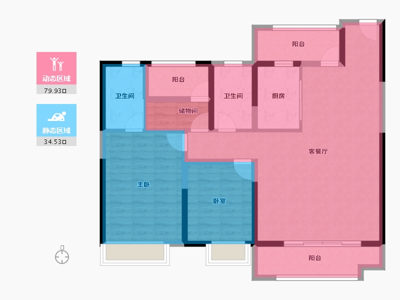 湖南省-长沙市-澳海文澜府-102.08-户型库-动静分区