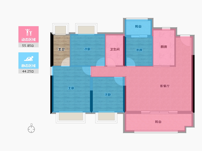 福建省-泉州市-美的云玺台-94.40-户型库-动静分区