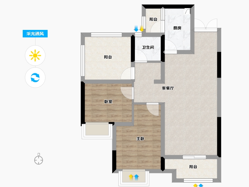 贵州省-贵阳市-宝能国际会展城-67.79-户型库-采光通风