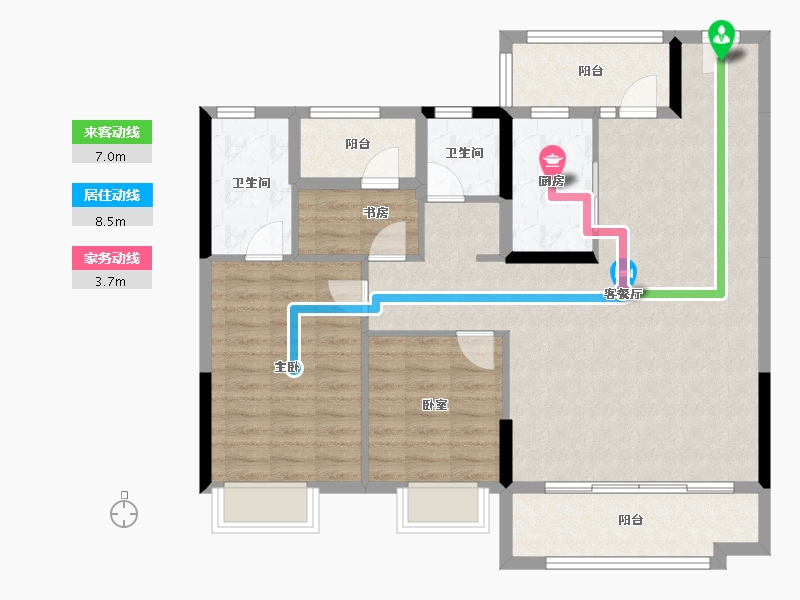 湖南省-长沙市-澳海文澜府-101.33-户型库-动静线