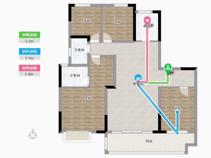 陕西省-渭南市-渭南宏帆人和府-135.00-户型库-动静线