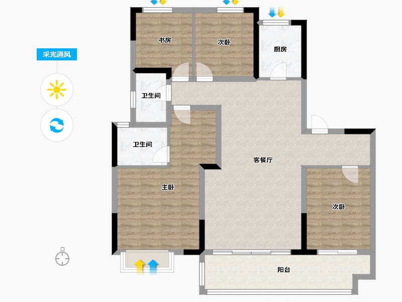 陕西省-渭南市-渭南宏帆人和府-135.00-户型库-采光通风