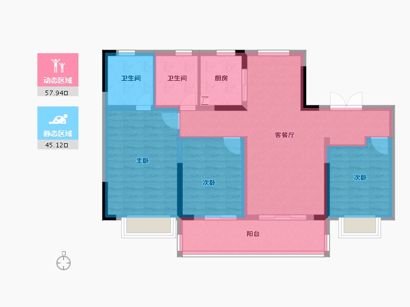 浙江省-杭州市-鸥鹏湾-92.05-户型库-动静分区