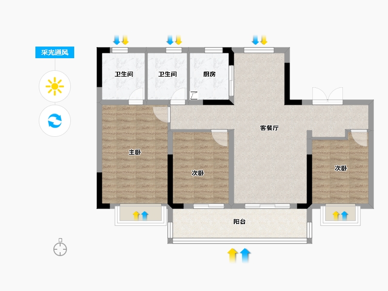 浙江省-杭州市-鸥鹏湾-92.05-户型库-采光通风