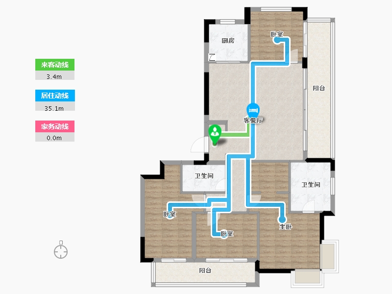 浙江省-杭州市-华侨城万科世纪水岸-124.00-户型库-动静线