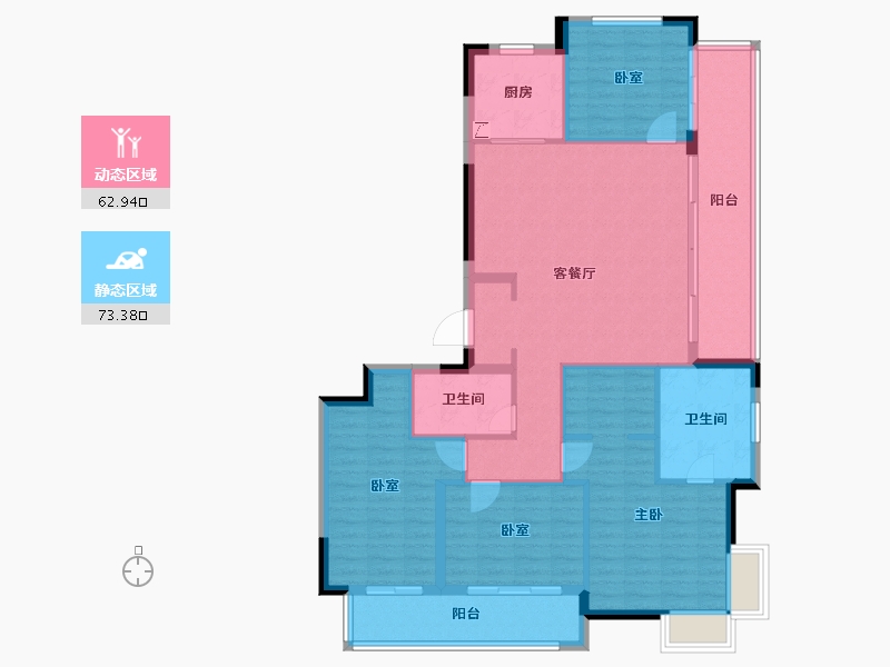 浙江省-杭州市-华侨城万科世纪水岸-124.00-户型库-动静分区