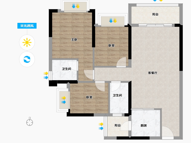 广东省-广州市-敏捷绿湖首府-86.50-户型库-采光通风