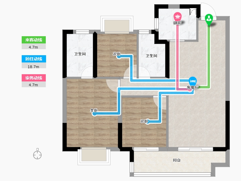 浙江省-杭州市-中粮·建发·祥云悦府-76.80-户型库-动静线