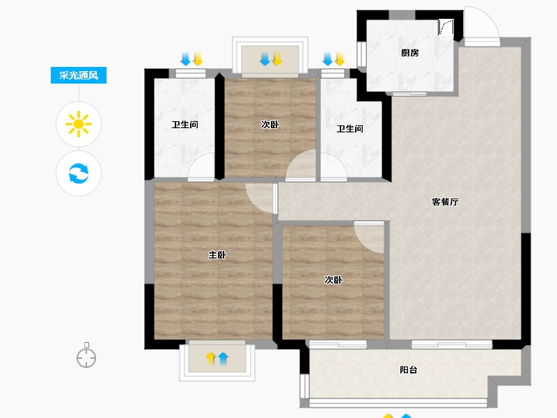 浙江省-杭州市-中粮·建发·祥云悦府-76.80-户型库-采光通风