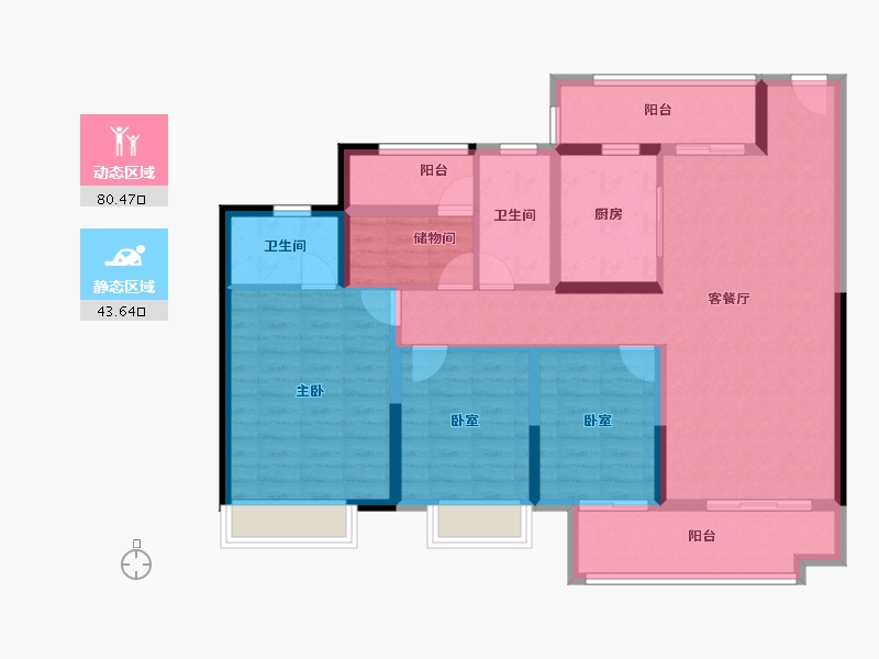 湖南省-长沙市-澳海文澜府-110.71-户型库-动静分区