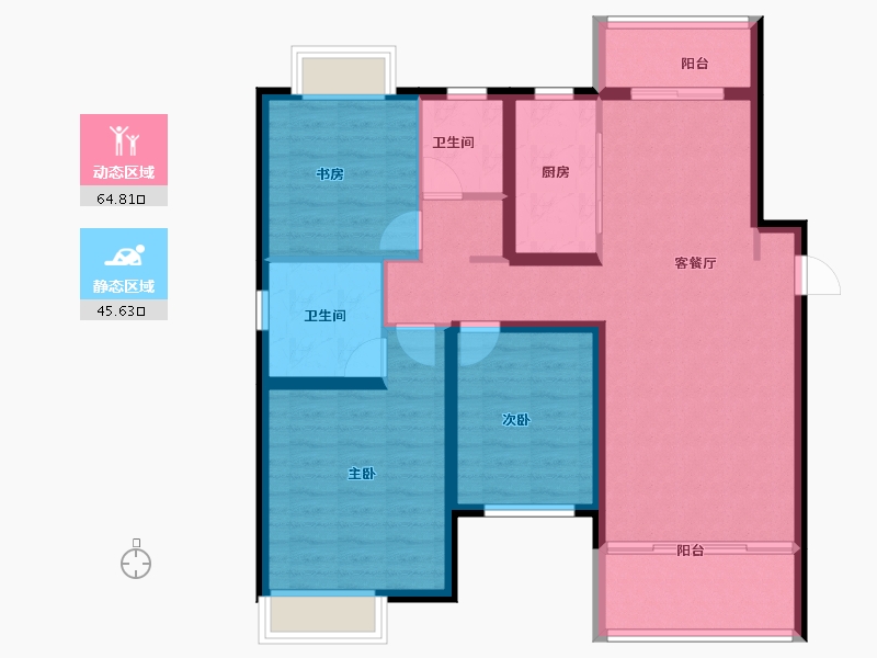 湖南省-长沙市-国润月湖郡-99.14-户型库-动静分区