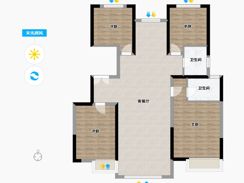 江苏省-徐州市-金泰云溪府-111.77-户型库-采光通风