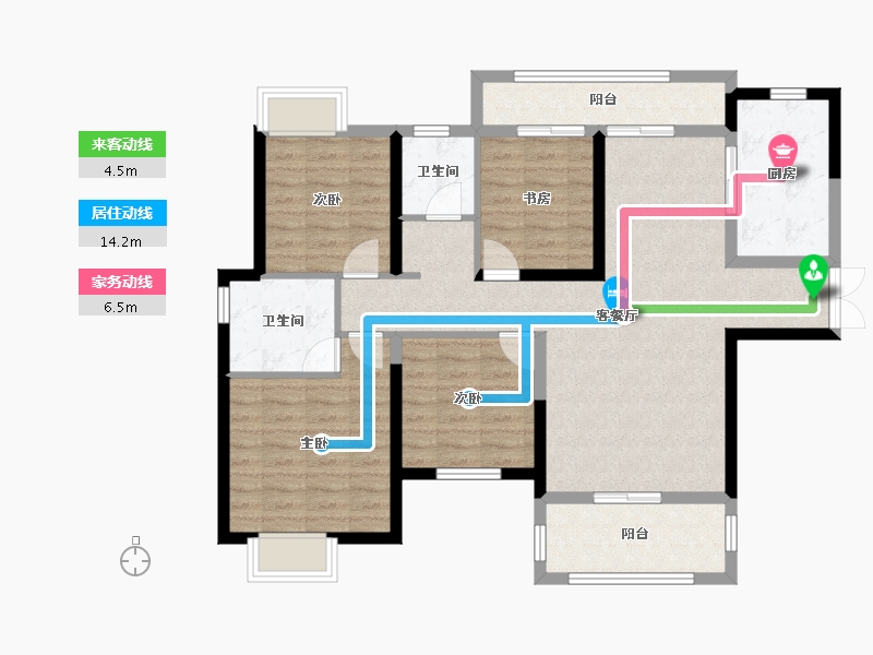 湖南省-长沙市-长房·宁都公馆-103.43-户型库-动静线