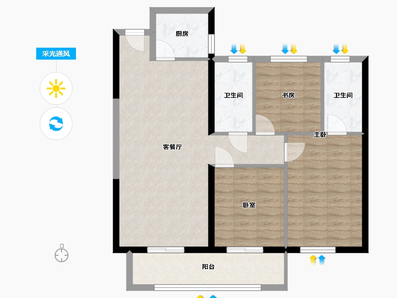 湖北省-荆州市-交投明珠府-96.00-户型库-采光通风