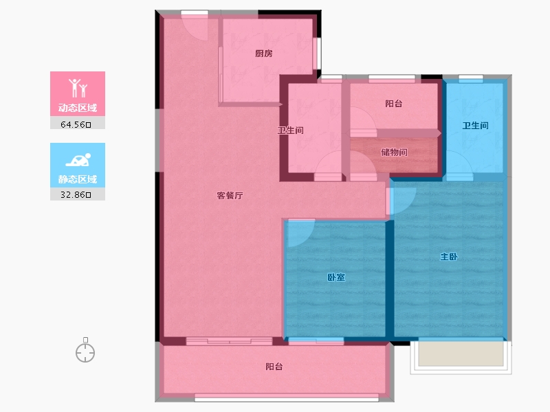 湖南省-长沙市-澳海文澜府-86.58-户型库-动静分区