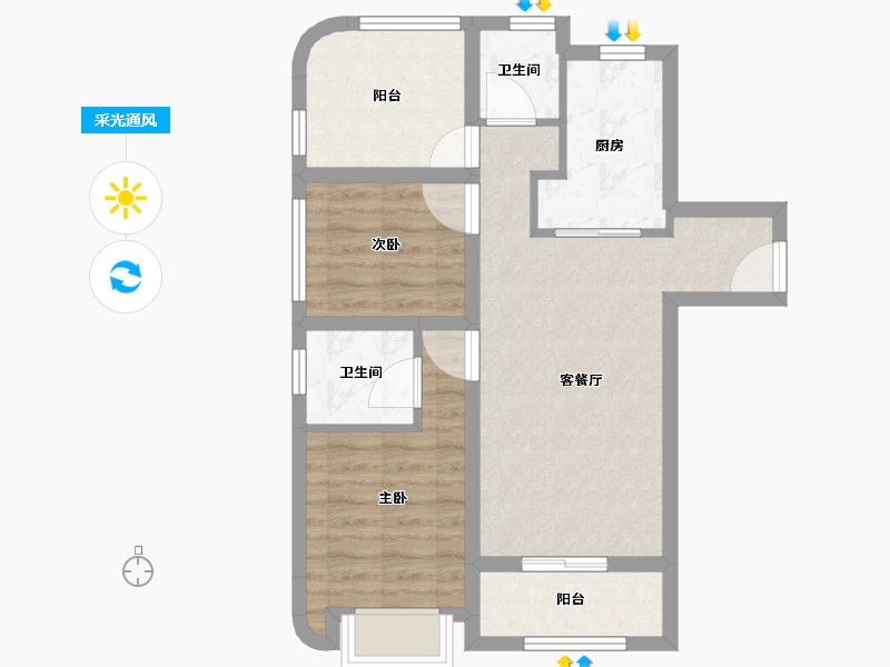 广东省-珠海市-高新宝龙城-63.15-户型库-采光通风