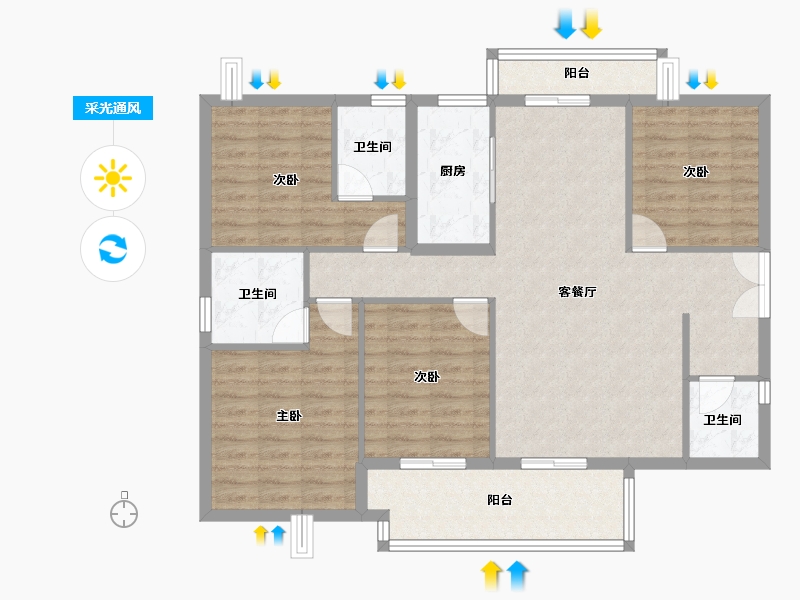 福建省-泉州市-惠安金龙华庭-110.64-户型库-采光通风