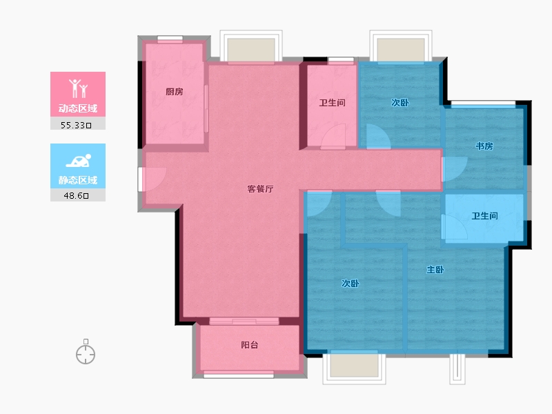 广东省-广州市-合景保利·香樾四季花园-93.47-户型库-动静分区