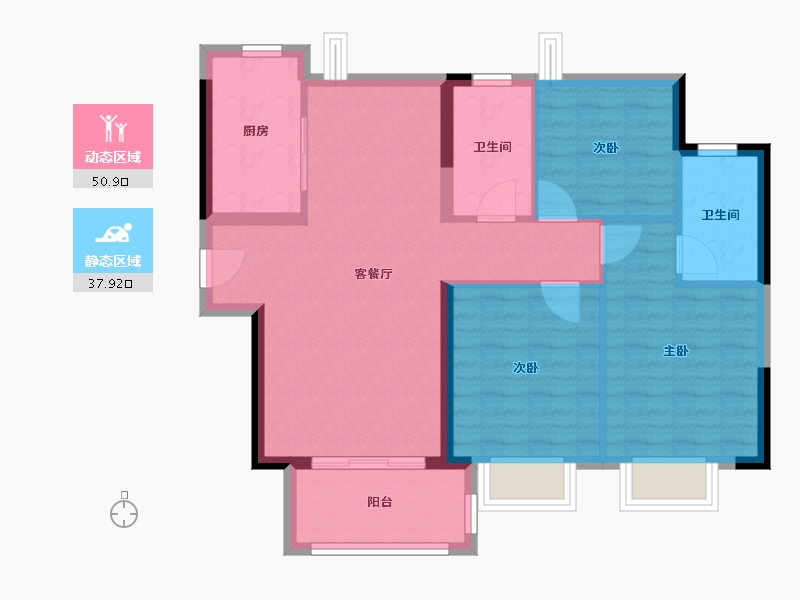 广东省-广州市-合景保利·香樾四季花园-79.79-户型库-动静分区