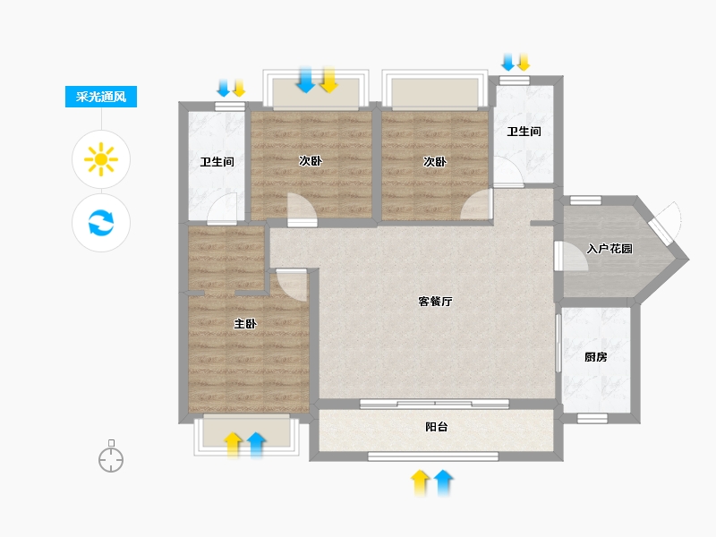 广东省-广州市-万科金域曦府-87.96-户型库-采光通风