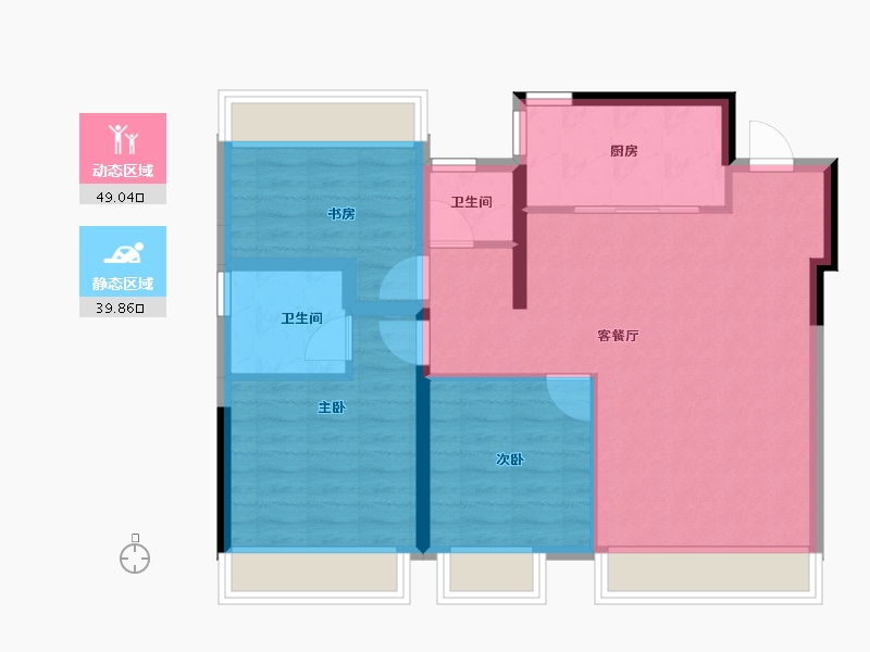 辽宁省-大连市-小窑湾万达广场-80.00-户型库-动静分区