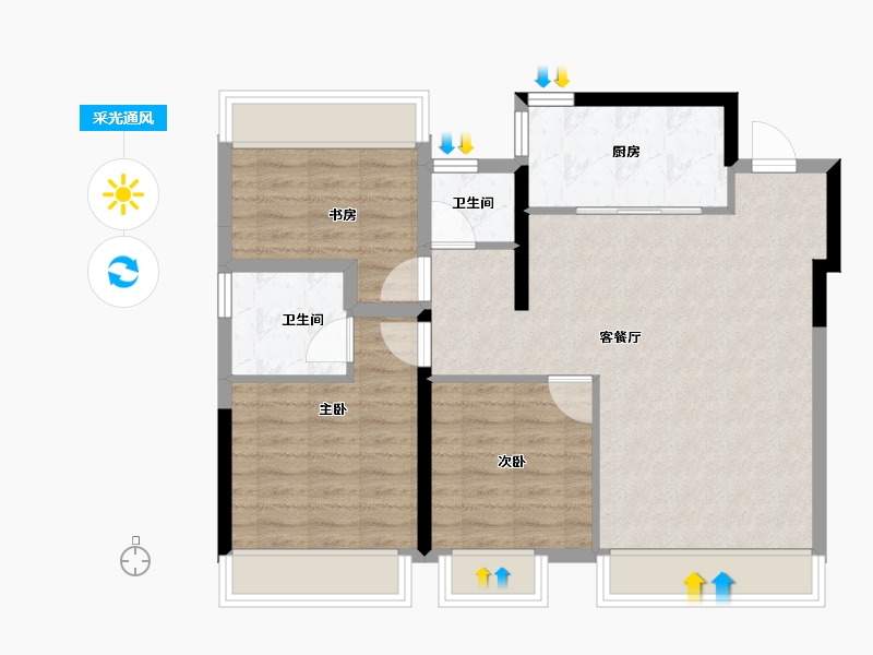 辽宁省-大连市-小窑湾万达广场-80.00-户型库-采光通风