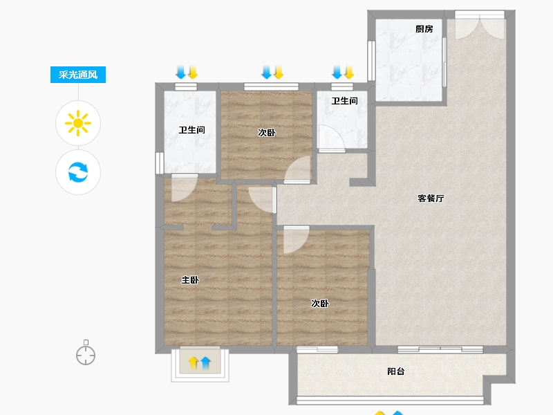 福建省-泉州市-惠安金龙华庭-91.41-户型库-采光通风