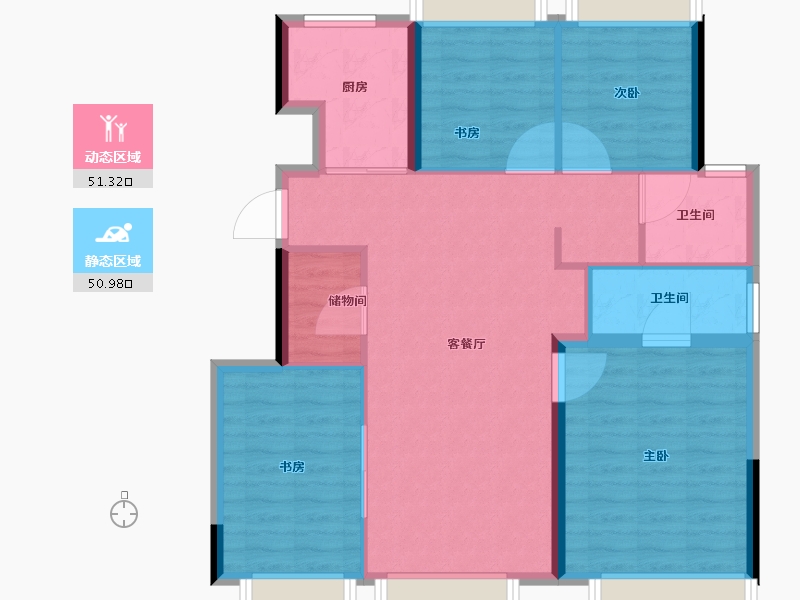 辽宁省-大连市-富力东堤湾畔-92.81-户型库-动静分区