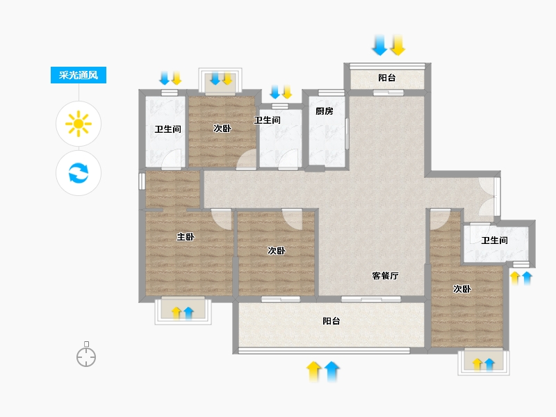 福建省-泉州市-惠安金龙华庭-115.42-户型库-采光通风