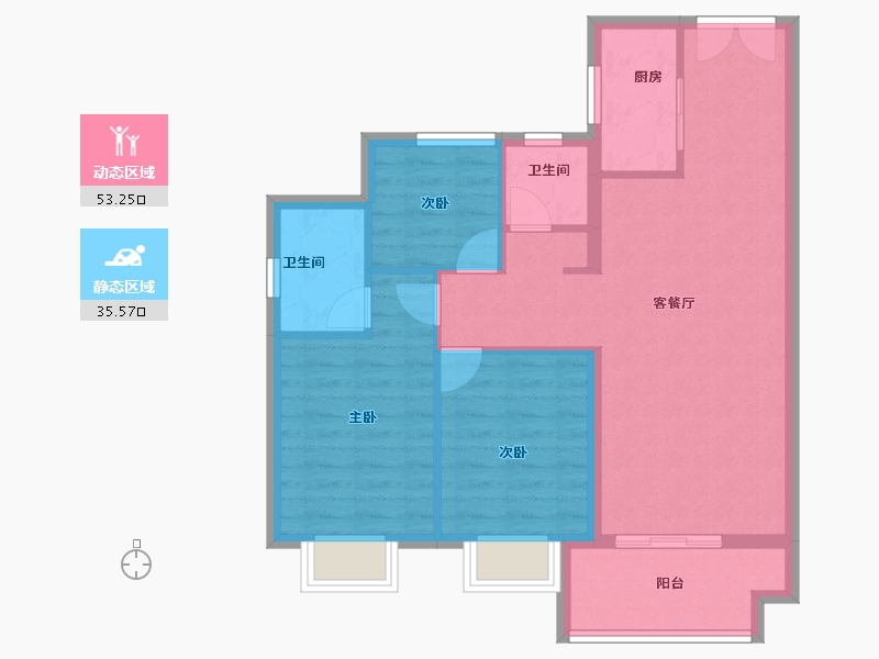 福建省-泉州市-惠安金龙华庭-80.04-户型库-动静分区