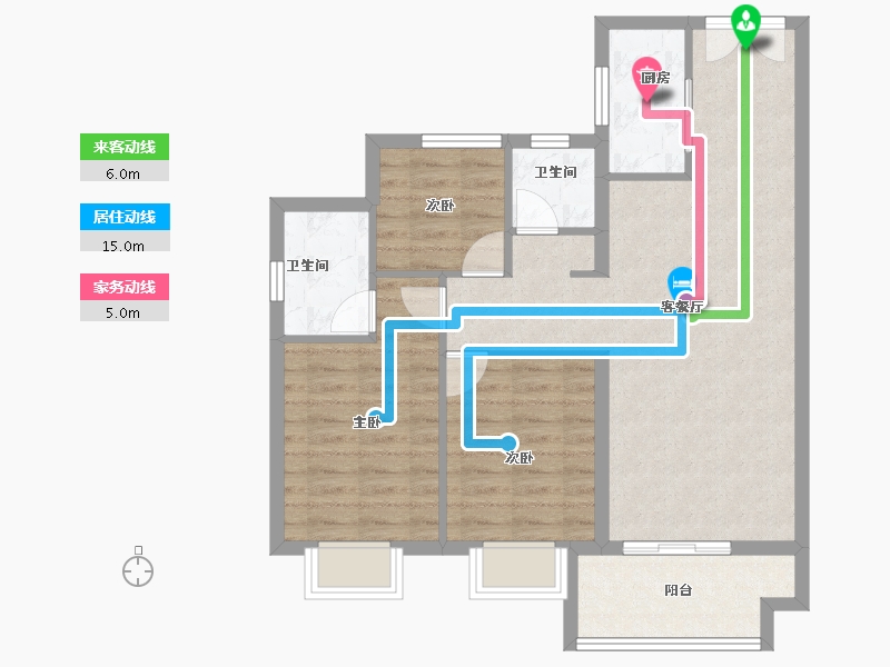 福建省-泉州市-惠安金龙华庭-80.04-户型库-动静线