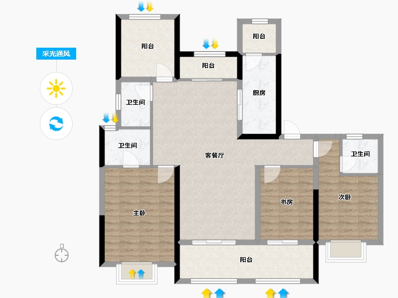 江苏省-常州市-常发珑玥-111.73-户型库-采光通风