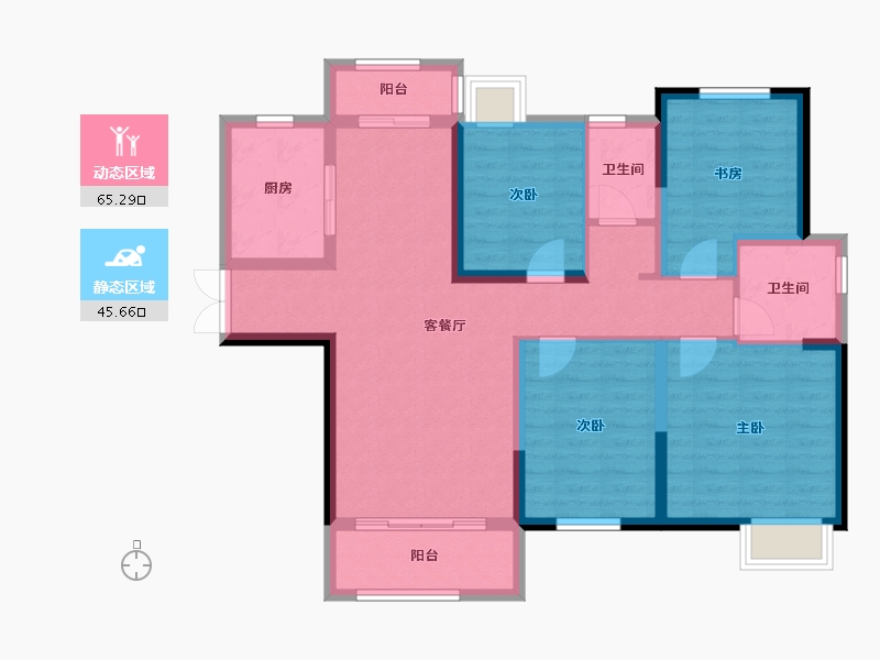 湖南省-长沙市-长房·宁都公馆-98.58-户型库-动静分区