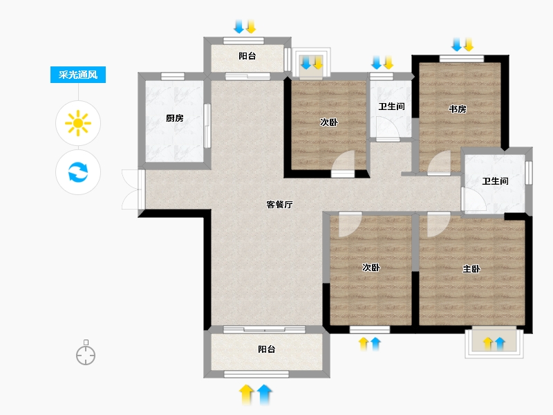 湖南省-长沙市-长房·宁都公馆-98.58-户型库-采光通风