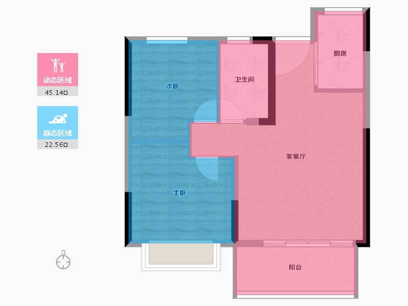 福建省-泉州市-美的云玺台-61.09-户型库-动静分区