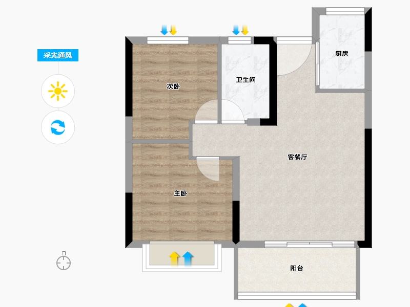 福建省-泉州市-美的云玺台-61.09-户型库-采光通风