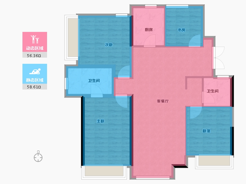 辽宁省-大连市-富力东堤湾畔-104.00-户型库-动静分区