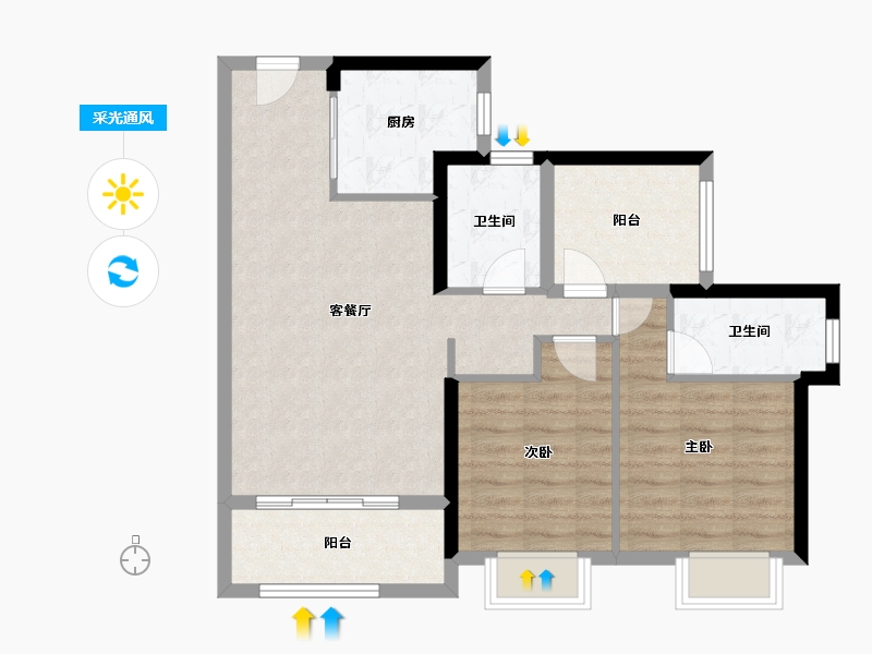 广东省-广州市-保利上宸-76.76-户型库-采光通风