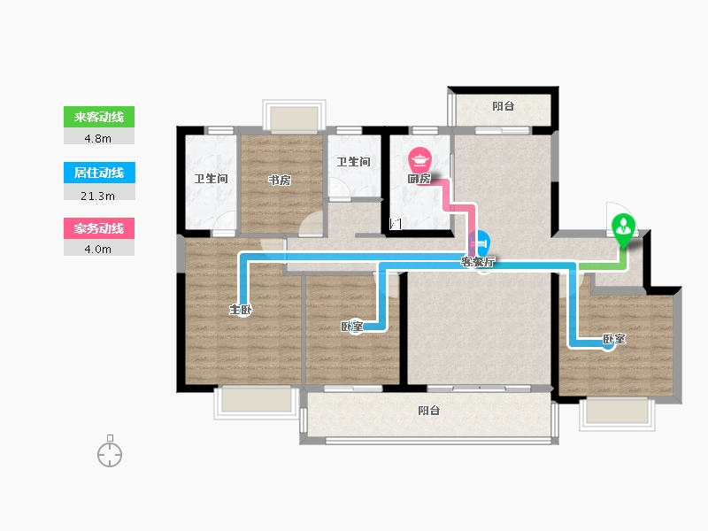 浙江省-杭州市-华侨城万科世纪水岸-116.01-户型库-动静线