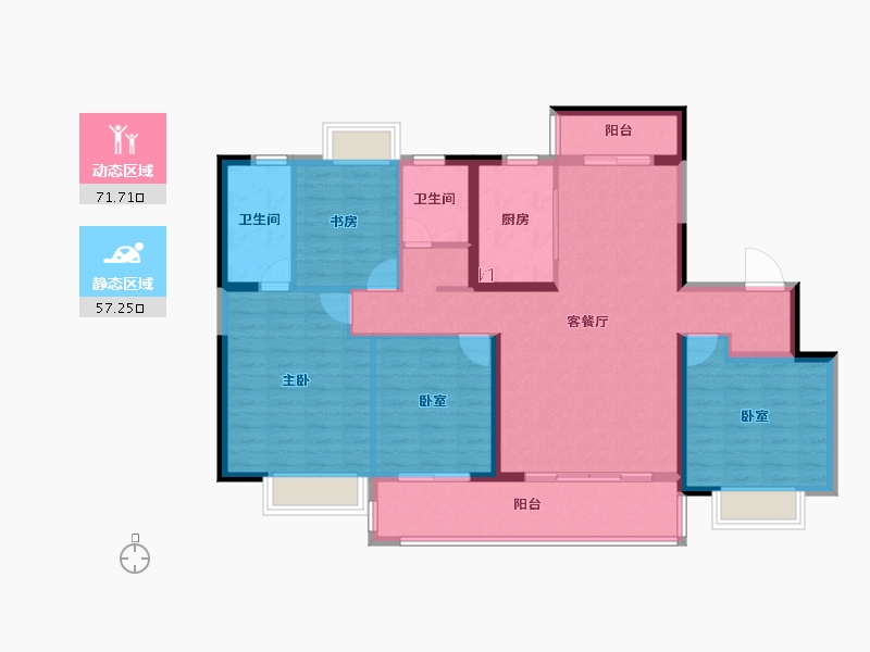 浙江省-杭州市-华侨城万科世纪水岸-116.01-户型库-动静分区