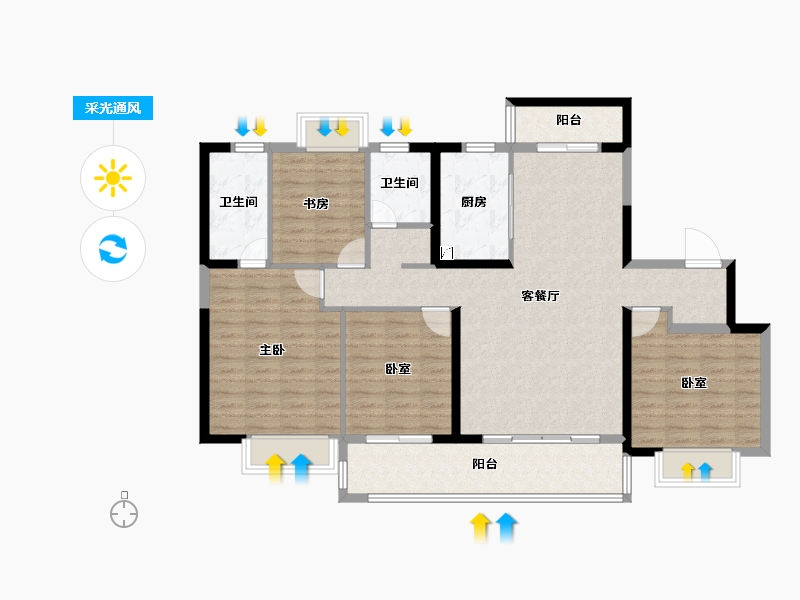 浙江省-杭州市-华侨城万科世纪水岸-116.01-户型库-采光通风