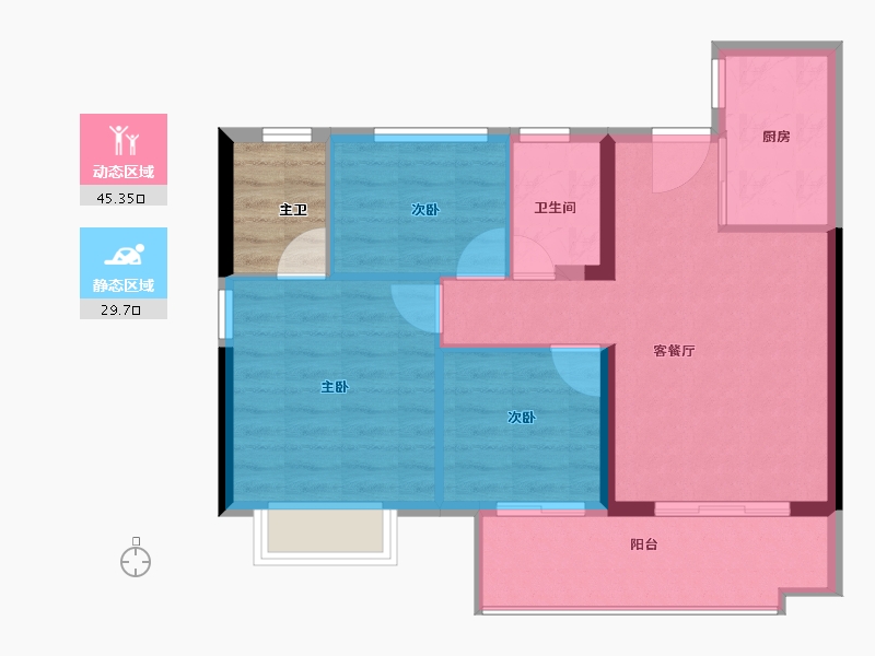 福建省-泉州市-美的云玺台-71.74-户型库-动静分区