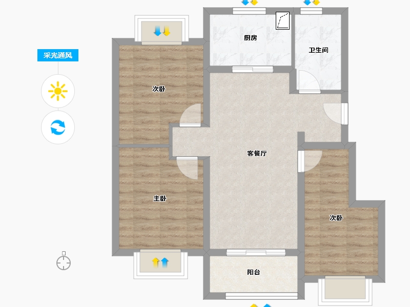 上海-上海市-龙信御澜天樾-71.00-户型库-采光通风