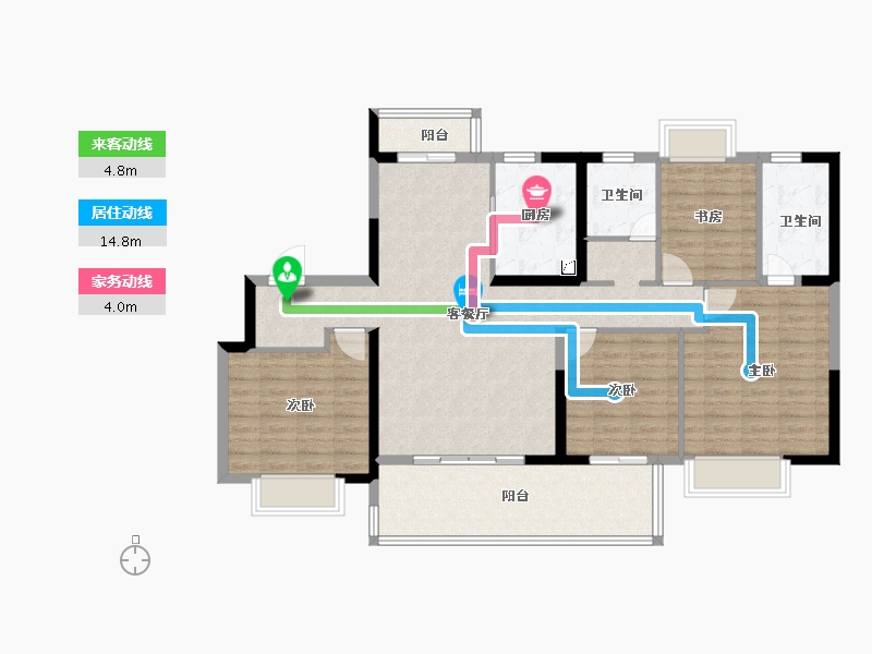 浙江省-杭州市-华侨城万科世纪水岸-116.01-户型库-动静线