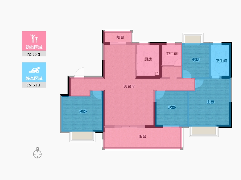 浙江省-杭州市-华侨城万科世纪水岸-116.01-户型库-动静分区