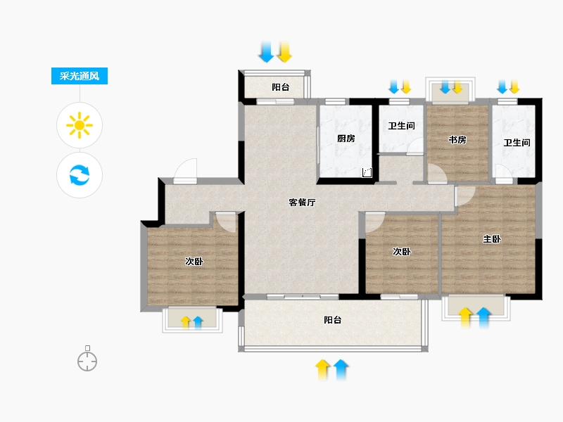 浙江省-杭州市-华侨城万科世纪水岸-116.01-户型库-采光通风