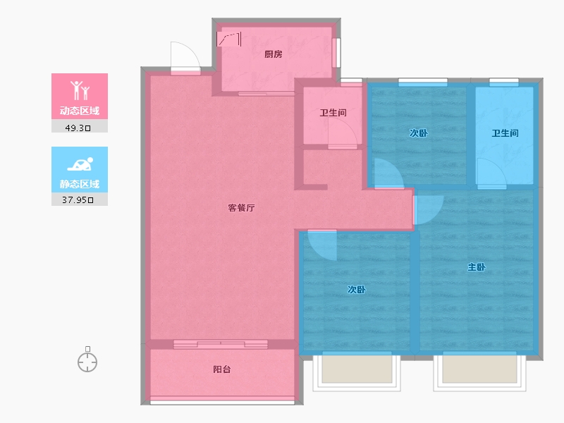 山西省-太原市-汾河明珠-89.23-户型库-动静分区