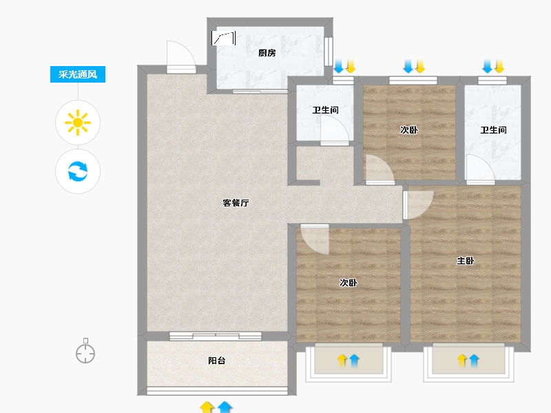 山西省-太原市-汾河明珠-89.23-户型库-采光通风